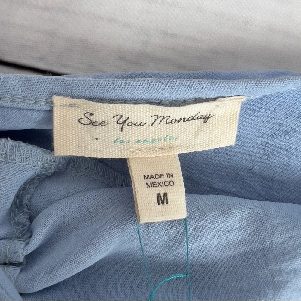 See You Monday Light Blue Ruched NWT Spaghetti Strap Dress - SZ: Medium - Picture 5 of 6
